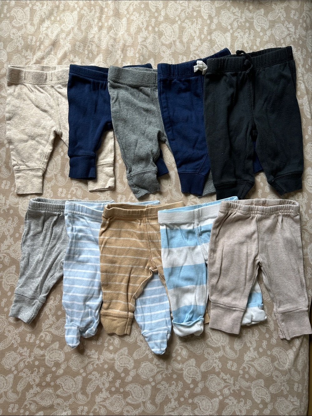 Carter's Neutral Beige and Light Blue Baby Knit Pants